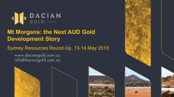 Mt Morgans: the Next AUD Gold Development Story