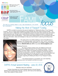 Making the Most of Passport Funding DAFRS Annual General