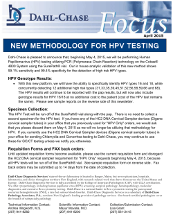 New Methodology for HPV Testing - Dahl Chase Pathology Associates