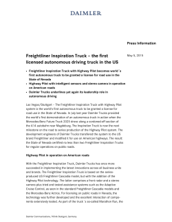 Freightliner Inspiration Truck - Daimler Commercial Vehicles