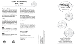 Applied Dairy Chemistry - Dairy Foods Short Courses