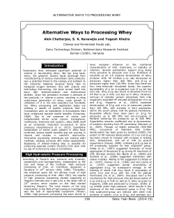 Alternative Ways to Processing Whey - Dairy Of India-2015