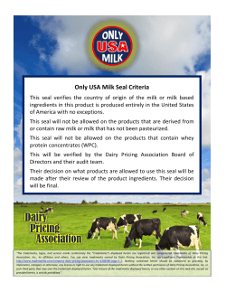 Only USA Milk Seal Criteria - Dairy Pricing Association, Inc