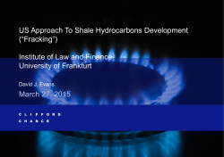 US Approach To Shale Hydrocarbons Development (âFracking