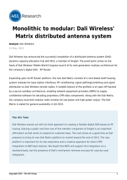 Monolithic to modular: Dali Wireless` Matrix distributed antenna system