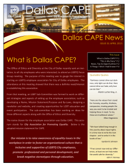 Dallas CAPE News, Issue 1: April 2015