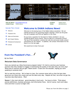 Q1 2015 DAMA Indiana Newsletter