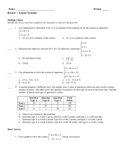 Algebra 2 Semester 1 Review -