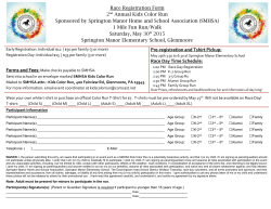 Race Registration Form 2nd Annual Kids Color Run Sponsored by