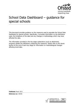Special Schools Dashboard Guidance document