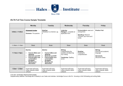 IELTS full time course sample timetable