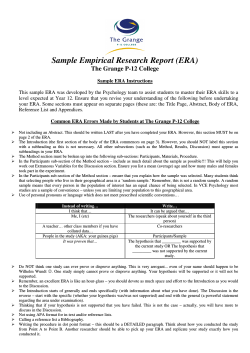 Sample Empirical Research Report (ERA) The Grange P