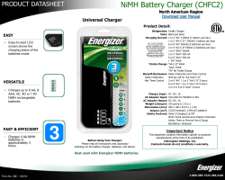NiMH Battery Charger (CHFC2) - Energizer Technical Information