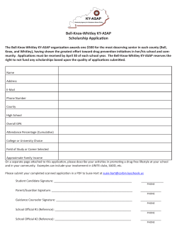 Bell-Knox-Whitley KY-ASAP Scholarship Application