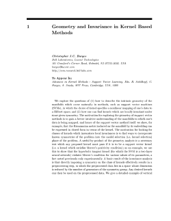 1 Geometry and Invariance in Kernel Based Methods