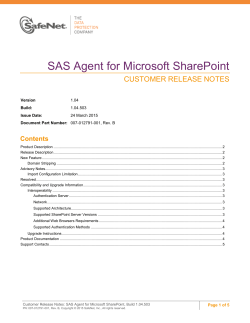 SAS Sharepoint Agent CRN - Data Protection Support
