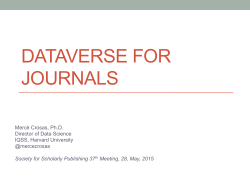 DATAVERSE FOR JOURNALS - Data Science