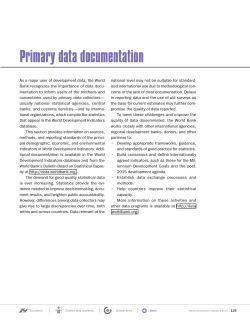 Primary data documentation