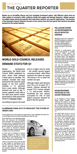 World Gold CounCil released demand stats for Q1