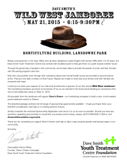 May 21, 2015 â¢ 6:15-9:30pm - Dave Smith Youth Treatment Centre
