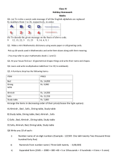Class IV Holiday Homework Maths Q1. (a) To write a secret code