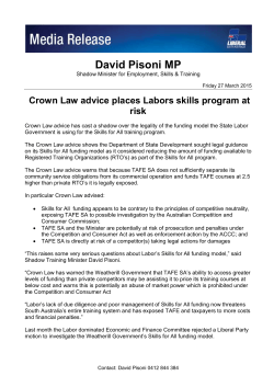 Crown Law advice places Labor`s skills program at risk
