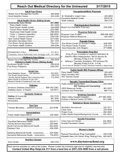 Reach Out Medical Directory for the Uninsured 3/17/2015 www