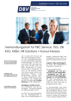 Verhandlungsstart fÃ¼r PBC Service, TSG, DB KSG, KEBA, HR