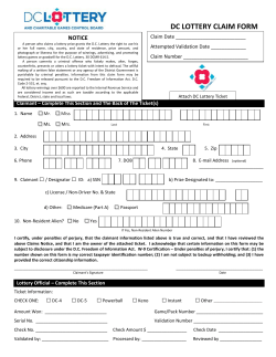 DC LOTTERY CLAIM FORM