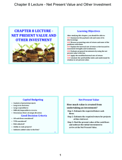 CHAPTER 8 LECTURE - NET PRESENT VALUE AND OTHER