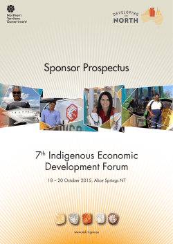 Sponsor prospectus - IED forum - Northern Territory Government
