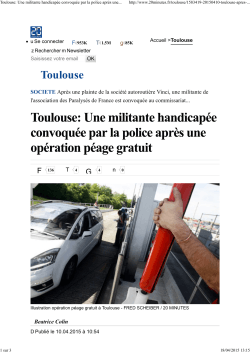 Toulouse: Une militante handicapÃ©e convoquÃ©e par la police aprÃ¨s
