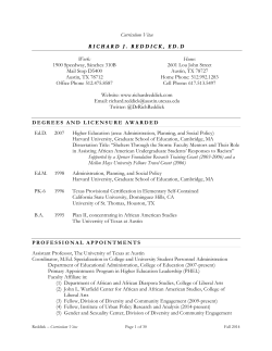 Curriculum Vitae Reddick Fall 2014