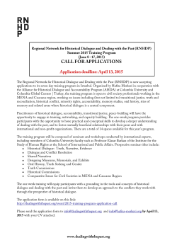 call for applications - Regional Network for Historical Dialogue and