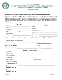 CITY OF DEBARY THE DEPARTMENT OF PLANNING, ZONING