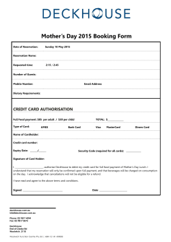 Mother`s Day 2015 Booking Form