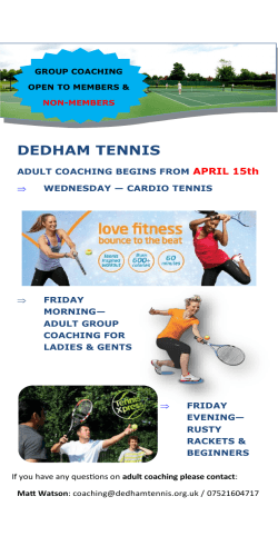 Adult Programme - Dedham Tennis Club
