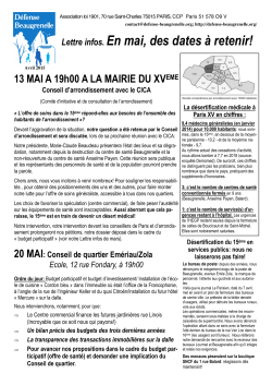 Lettre d`information - ComitÃ© de dÃ©fense Beaugrenelle