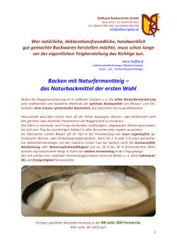 Backen mit Naturfermentteig &acirc; das Naturbackmittel der ersten Wahl
