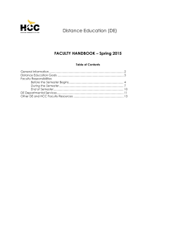 DE Faculty Handbook - Distance Education