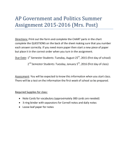 AP Government and Politics Summer Assignment 2015
