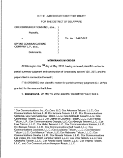 Memorandum Opinion - Delaware Intellectual Property Litigation