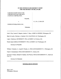 Memorandum Opinion - Delaware Intellectual Property Litigation