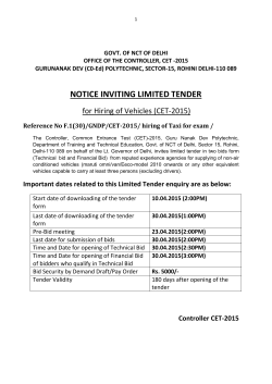 NOTICE INVITING LIMITED TENDER