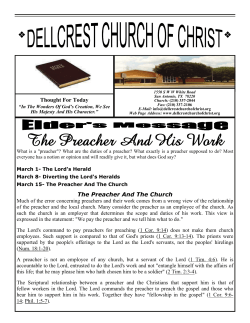 The Preacher And His Work - Dellcrest Church of Christ