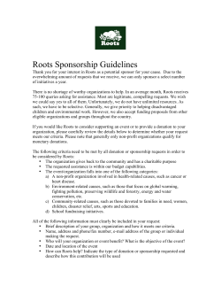 Roots Sponsorship Guidelines