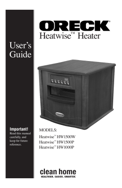 Heatwiseâ¢ Heater User`s Guide