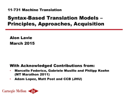 Syntax-Based Translation Models â Principles, Approaches