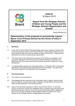 Cabinet 16 March 2015 Report from the Strategic Director Children