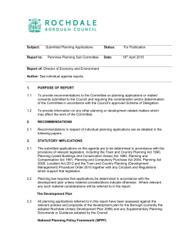 Subject: Submitted Planning Applications Status: For